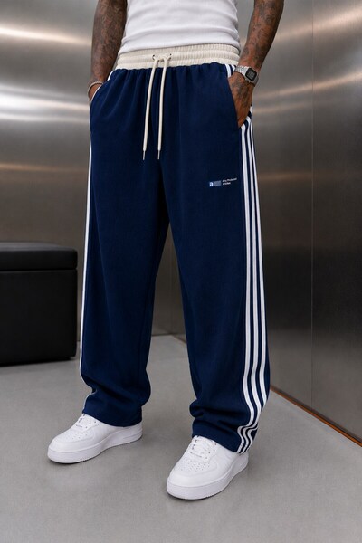 NOMARC Lacivert FİTİLLİ İNCE KADİFE BAGGY EŞOFMAN ALTI