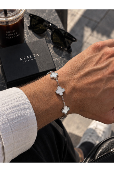 ATALYA ACCESSORY Yonca Model Çelik Erkek Bileklik -Kararmaz - Çift Taraflı - ...