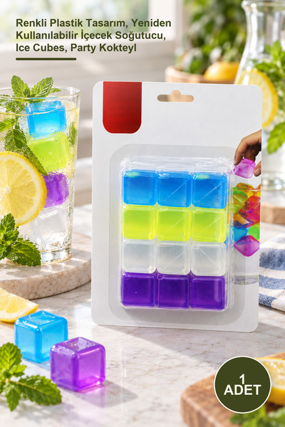 Yenilig 1 Piece Water-Filled Ice Cube Set – Colorful Plastic Design, Reusable...
