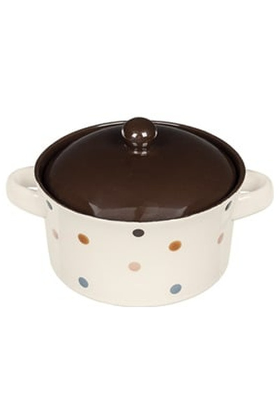 OEM Beige Ceramic Bowl with Colorful Polka Dots Brown Handles & Lid for Soup ...