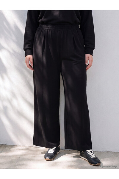 LC Waikiki Nevavm Farkıyla Lcw Curve Black Interlock Plain Loose & Baggy Wome...