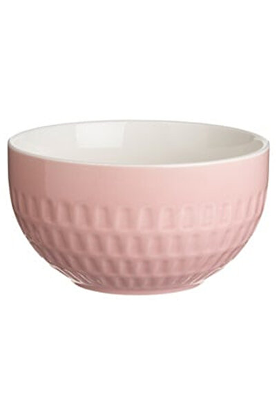 OEM Pink White Porcelain Bowl with Embossed Pattern 630ml