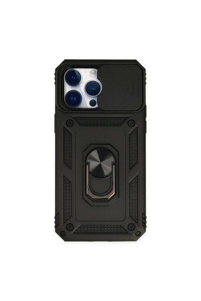 Generic Brand غطاء سيليكون لـ Apple iPhone 14 Pro مع حلقة عدسة - أسود