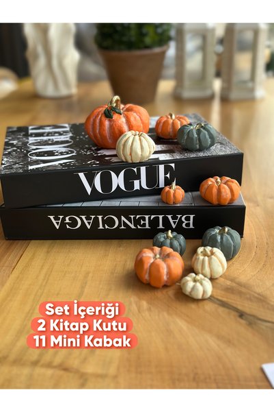 FOR POLYESTER Küçük Dokunuşlar Kitap Kutu+Kabak seti Kitaplık/ Sehpa Üstü/Raf...