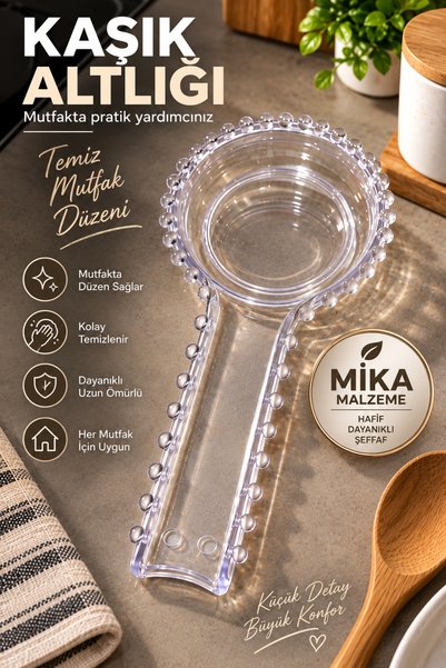 OpenCity Mika Kaşık Altlığı Şeffaf Kaşıklık Tezgah Üstü Kepçe Spatula Tutucu ...