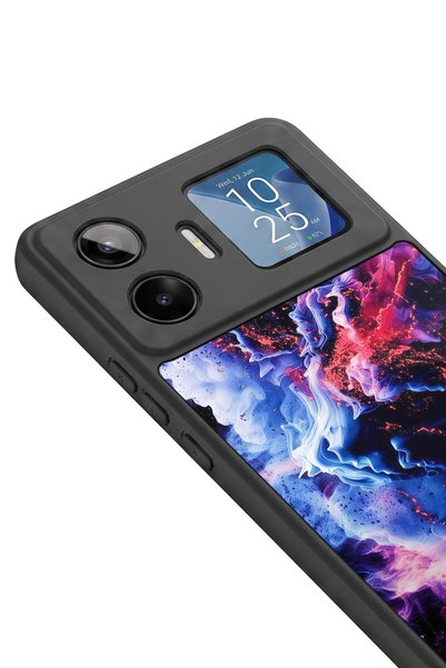 General Mobile Gm 26 Pro Compatible Printed, Matte Black, Soft Silicone, Protective, Shock Absorbing Cover, Case
