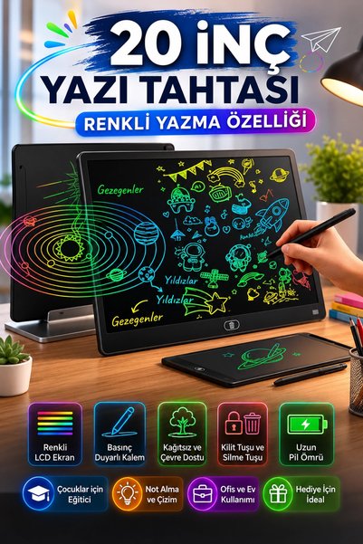Genel Markalar 20 Inc Renkli Lcd Grafik Dijital Kalemli Çizim Tableti Yazı Ta...