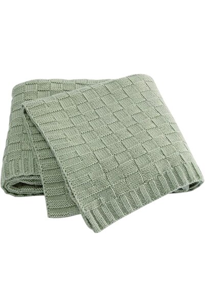 Generic Luxurious Cable Knit Baby Blanket, Checker Pattern Design, Acrylic, f...