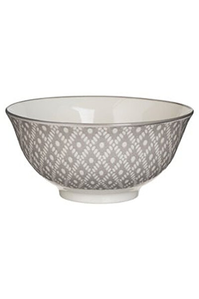 OEM Porcelain Bowl with White Gray Pattern 600ml