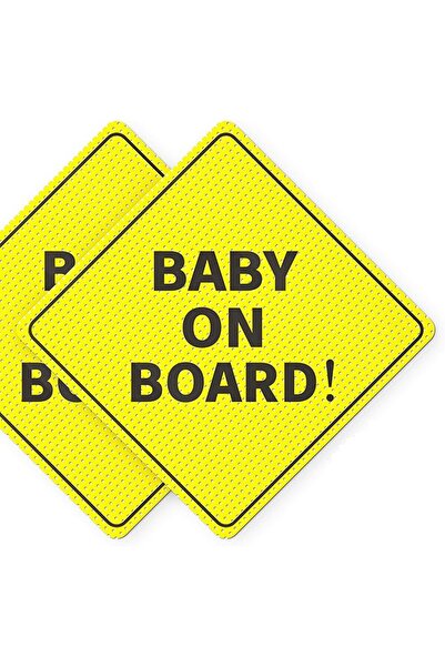 ASSURED SIGNS Baby On Board Car Sticker (Pack of 2,5/5in, Yellow)