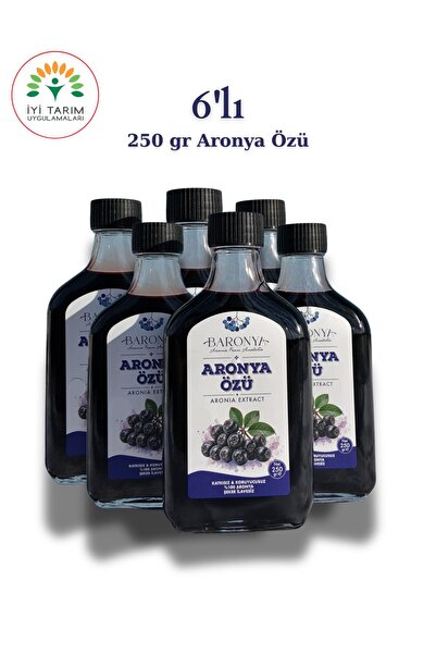 Aronya Özü 6 Adet %100 Aronya Yoğunlaştırılmış Özüt 65 Brix Katkısız Koruyucusuz 250 gr