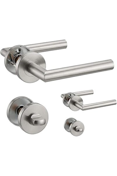 HENYIN 2 Pack of Stainless Steel Door Lever Handle with Bathroom Knob,Mortise...