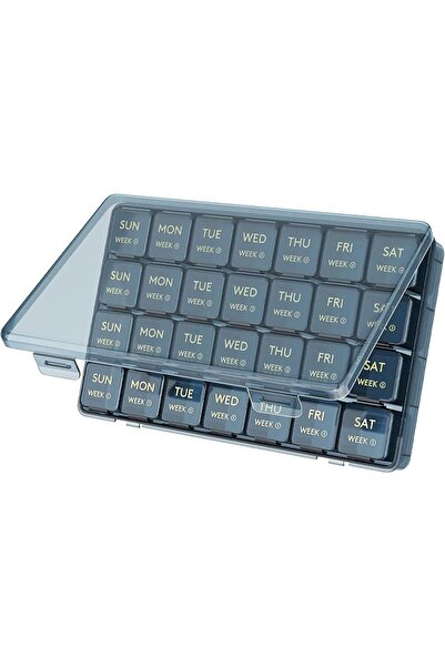 Lifewit Monthly Pill Organiser, 28 Day Tablet Pill Box, Blue, 1 Pack