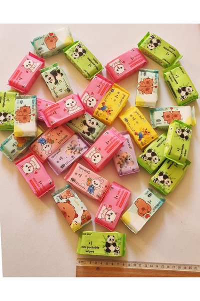 Modellino 1 Paket / 8 Yaprak Islak Mendil Mini Cep Mendili Paket Uzunluğu 8cm...