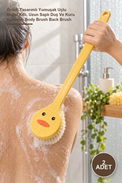 Yenilig 2 Pieces Body Scrub Brush – Duck Design Soft Tip Natural Bristles, Lo...