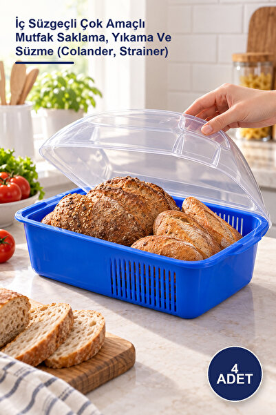 Yenilig 4-Piece Colander and Storage Container with Lid – Multi-Purpose Kitch...