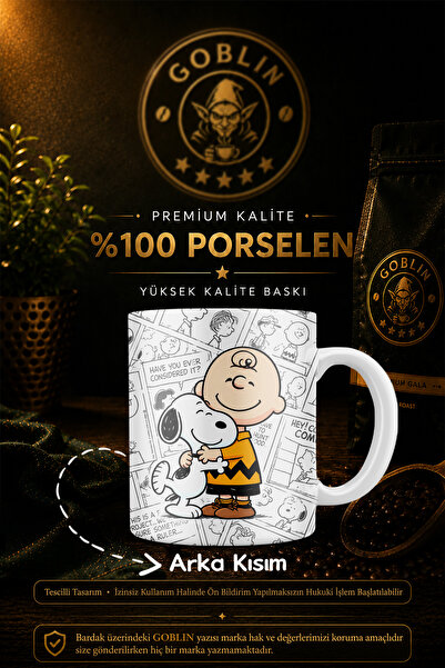Goblin Snoopy Peanuts Baskılı Porselen Kupa Bardak - Sevimli Çizgi Film Karak...