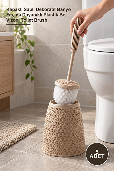 Yenilig 5 Pieces Sapphire Patterned Toilet Brush – Decorative Bathroom Brush ...