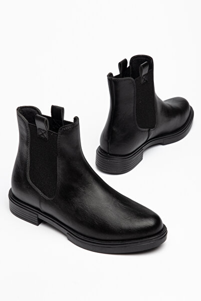 Dubais Shoes حذاء نسائي من الجلد باللون الأسود مع نعل مطاطي حراري