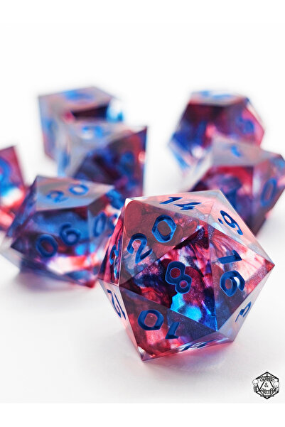 Soulsnstuff El Yapımı DND Zar Seti – Chromatic Rift Epoksi Reçine RPG Dice