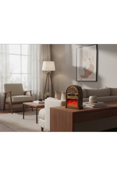 Generic Brand Vintage Style Radio with Decorative Fireplace Light USB Tf Card...