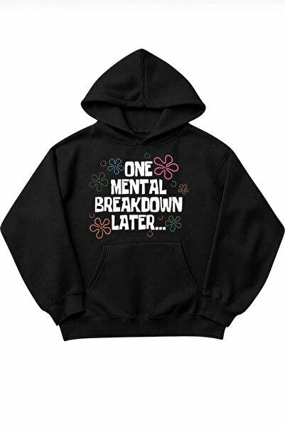 genosha One More Breakdown Later Printed Oversize Hoodie Hooded Sweatshirt