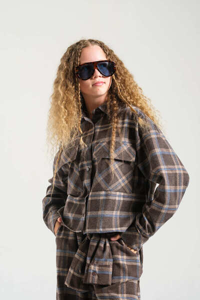 LOCO LOCO Brown Plaid Children's Shirt