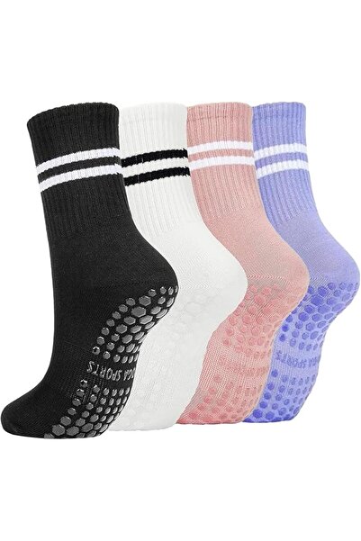 Generic 4 Pairs Womens Pilates Socks with Grips Non Slip Yoga Socks Barre Gym...
