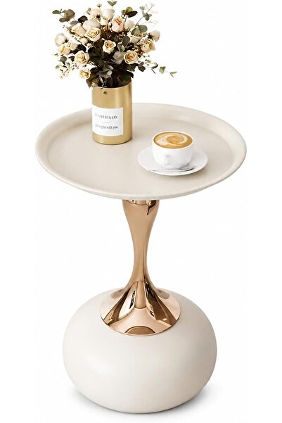 urevo Round Side Table, Slim Sofa Design, Modern Simple Style, Electroplated ...