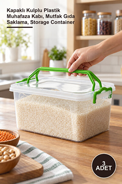 Yenilig 3 Pieces 5 Liter Storage Container – Plastic Storage Container with L...