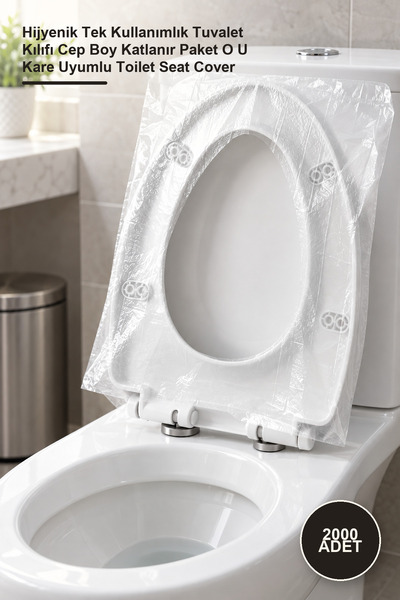 2000 Adet Klozet Kapağı Örtüsü Poşeti – Hijyenik Tek Kullanımlık Tuvalet Kılıfı Cep Boy Katlanır Paket O U Kare Uyumlu Toilet Seat Cover