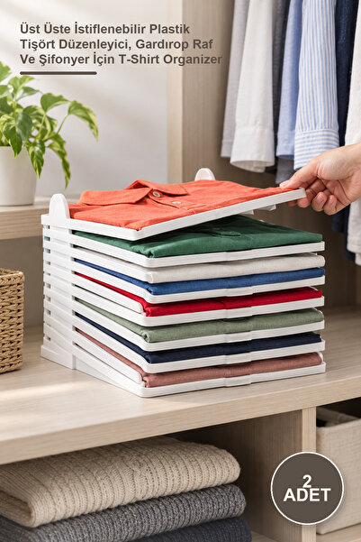 Yenilig 2 Pieces T-Shirt Organizer – Stackable Plastic T-Shirt Organizer, T-S...