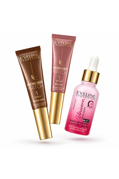 Eveline Cosmetics Set Eveline Machiaj – Bronzer Wonder Match NO1 + Fard de ob...