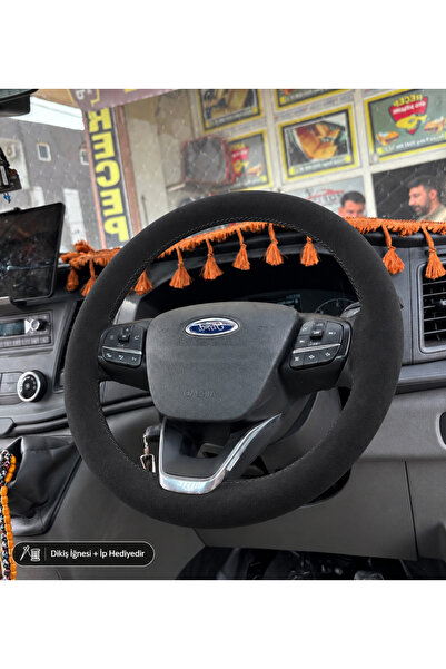 HasAkman Ford Courier Direksiyon Kılıfı Alcantara Süet Monza Black Serisi Siy...