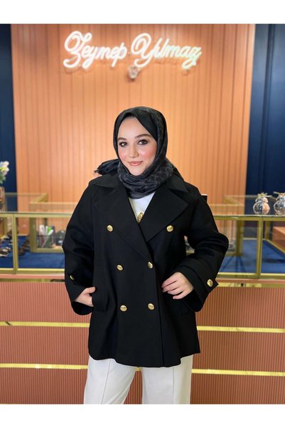 By Zeynep Yılmaz معطف ترنش فاخر باللون الأسود
