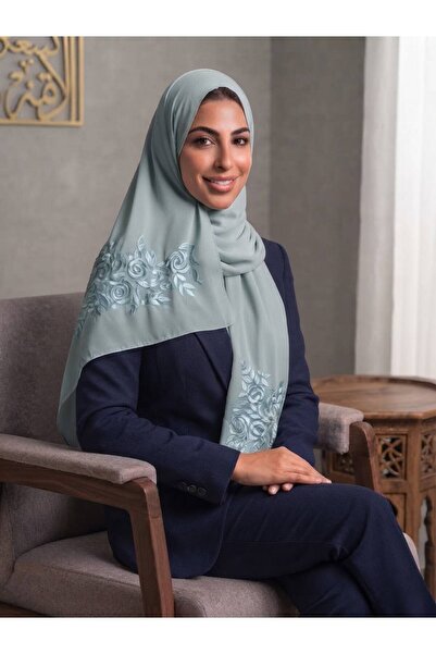 Veil Designer طرحة بوال بنطريز الورد الجوري علي الطرفين قماش ياباني 190*60