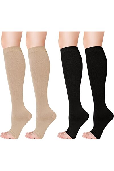 KASTWAVE Flight Compression Socks, Toeless Support Socks Open Toe Compression...