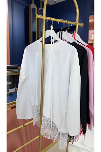 By Zeynep Yılmaz Dantel Sweatshirt Beyaz