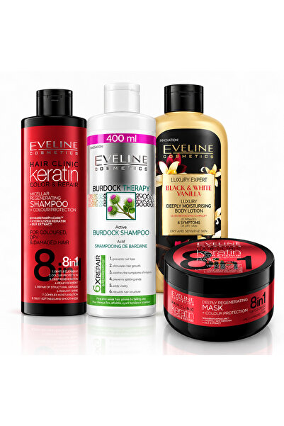 Eveline Cosmetics Set Eveline Păr + Corp 4 Produse – Șampon Keratin 400 ml + ...