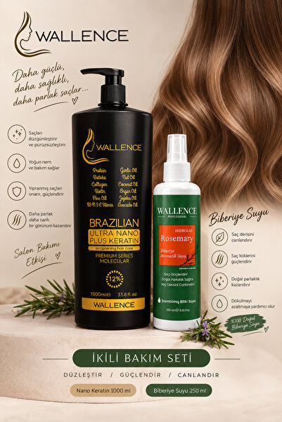 wallence Wallende Brazilian Ultra Nano Plus Keratin 1000ml + Biberiye Suyu 25...