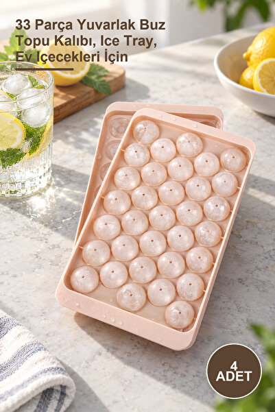 Yenilig 4 Round Ice Making Molds – 33-Piece Round Ice Ball Mold, Ice Tray, fo...