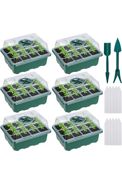 GENERAL Seed Starter Tray 6-Pack Seedling Starter Kits Plant Starter Kit with...