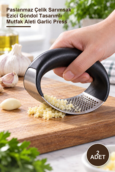 Yenilig 2 Pieces Garlic Grater – Stainless Steel Garlic Crusher with Gondola ...