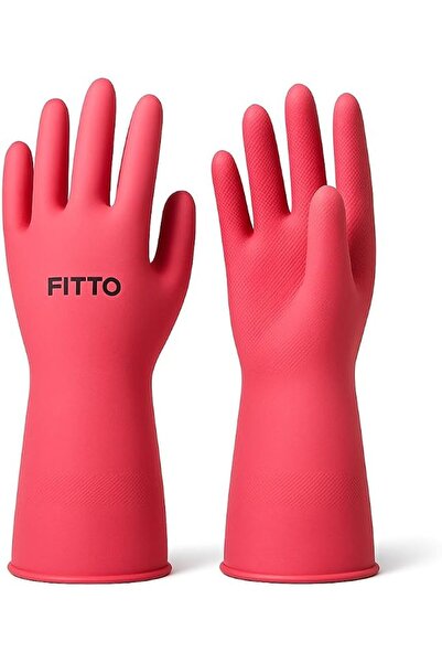 fitto قفازات لاتكس منزلية، قفازات مطاطية سميكة لغسل الأطباق بأكمام طويلة، مضا...
