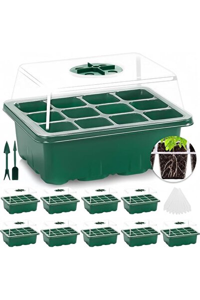 GENERAL 10 Packs Seed Starter Tray with Humidity Dome, 120 Cells Total Seed S...