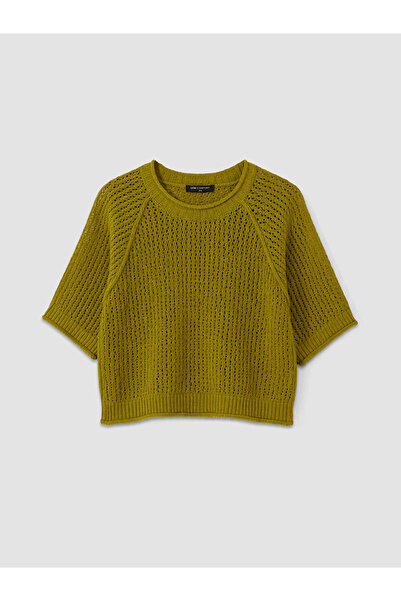 LC Waikiki Nevavm Lcw Comfort Green Knitwear Openwork Oval Neck Women's Sweat...