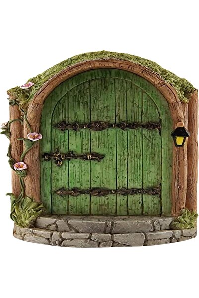 Noonedibs Ușa de Zână din Lemn 10x8cm, Decoratiune de Grădină cu Model de Lem...