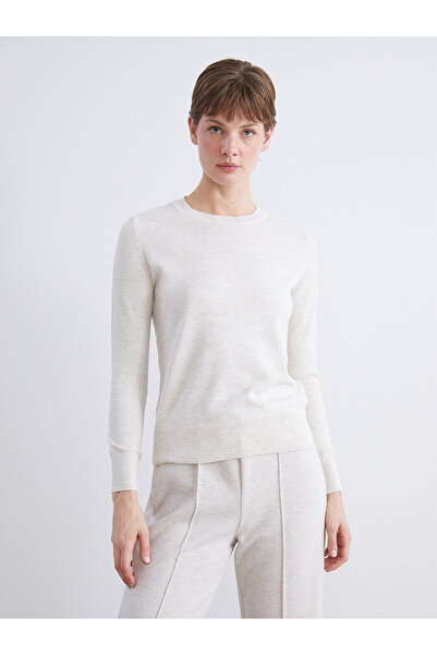 LC Waikiki Lcw Comfort Beige Knitwear Plain Sweater with Nevavm Difference