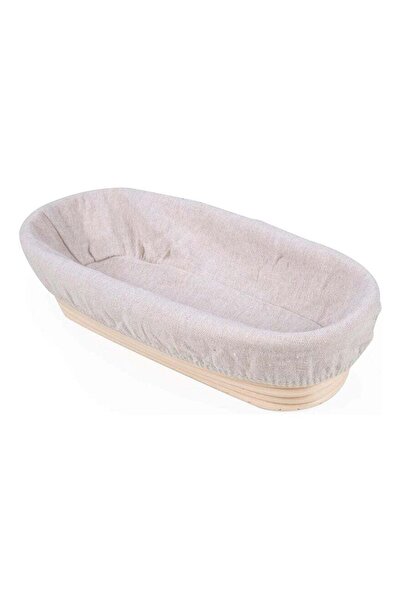 Noonedibs Coș Oval pentru Pâine 30x14x7cm din Ratan cu Căptușeală din In – Co...