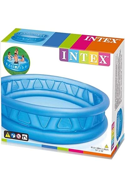 Intex حوض سباحة دائري قابل للنفخ للأطفال مع تصميم منقوش